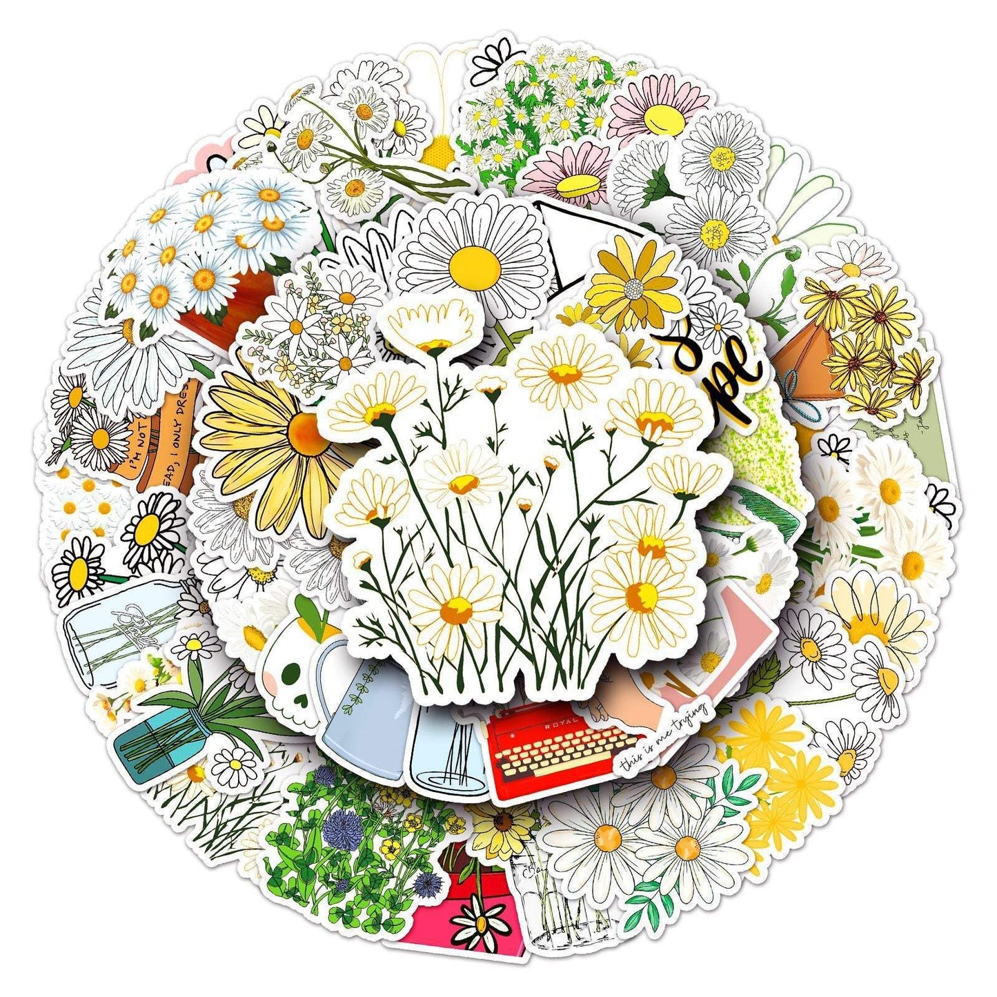 50 Waterproof Daisy Graffiti Stickers