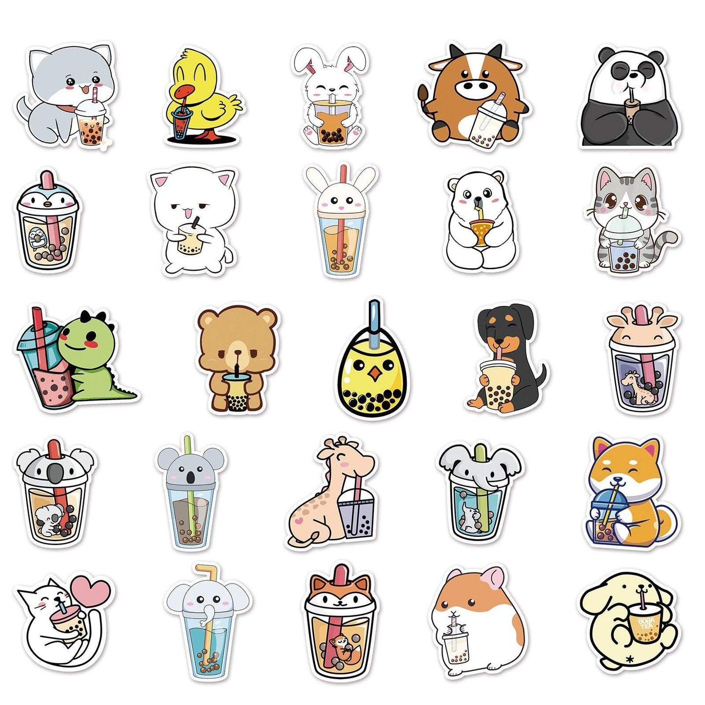 50pcs Cute Personalized Pet Milk Tea Creative Stickers