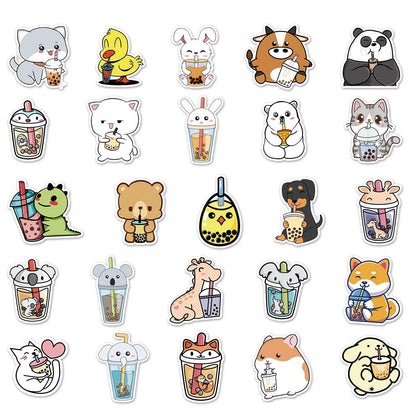 50pcs Cute Personalized Pet Milk Tea Creative Stickers