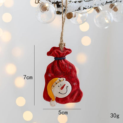 Christmas Resin Decorations Sock Gift Bag House Snowman Pendant