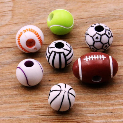 10 Pcs DIY Handmade Large Hole Beads,Basketball Football