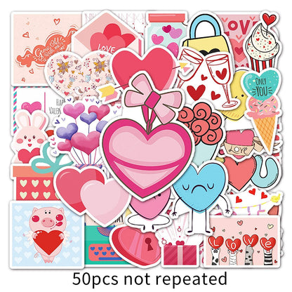 50pcs Valentine's Day Heart Stickers