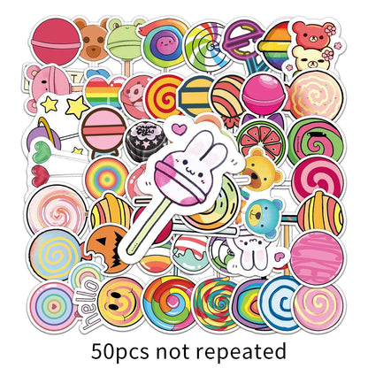 50pcs Non-repeating Card Lollipop Series Stickers