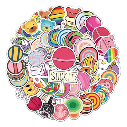 50pcs Non-repeating Card Lollipop Series Stickers