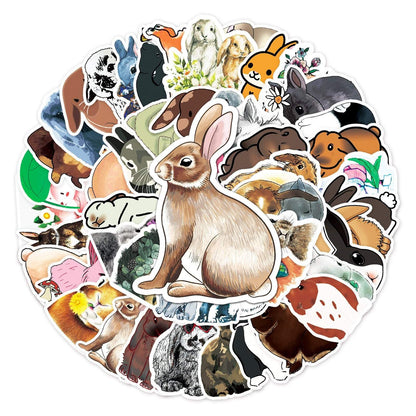 50pcs/bag Non-repeating Rabbit Graffiti Waterproof Stickers