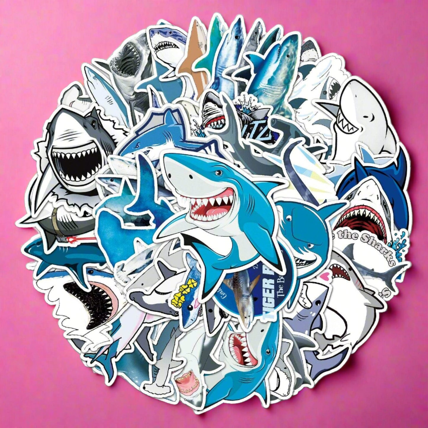 50pcs/set Shark Graffiti Adhesive Waterproof Stickers