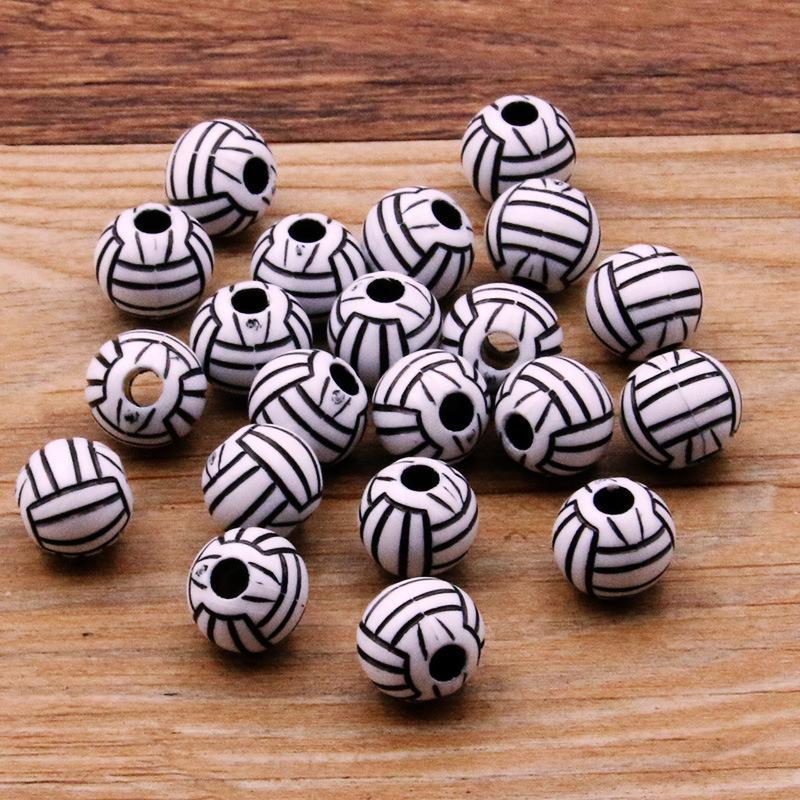 10 Pcs DIY Handmade Large Hole Beads,Basketball Football