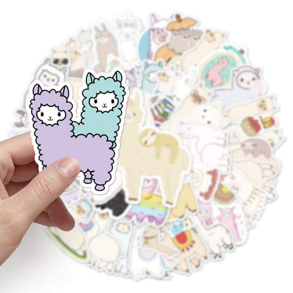 50Pcs Cartoon Alpaca Stickers