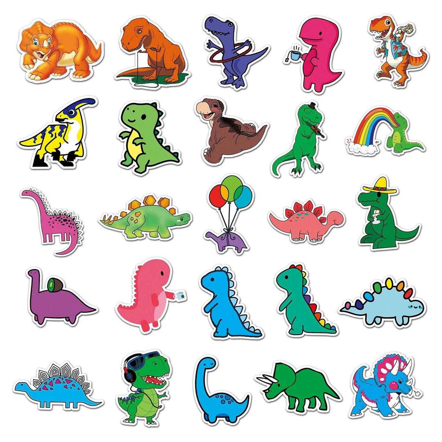 50 Cute Little Dinosaur Stickers Not Repeated