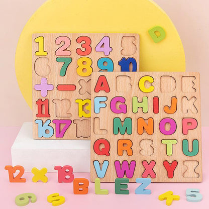 Wooden Numeric Alphabet Puzzle Toy