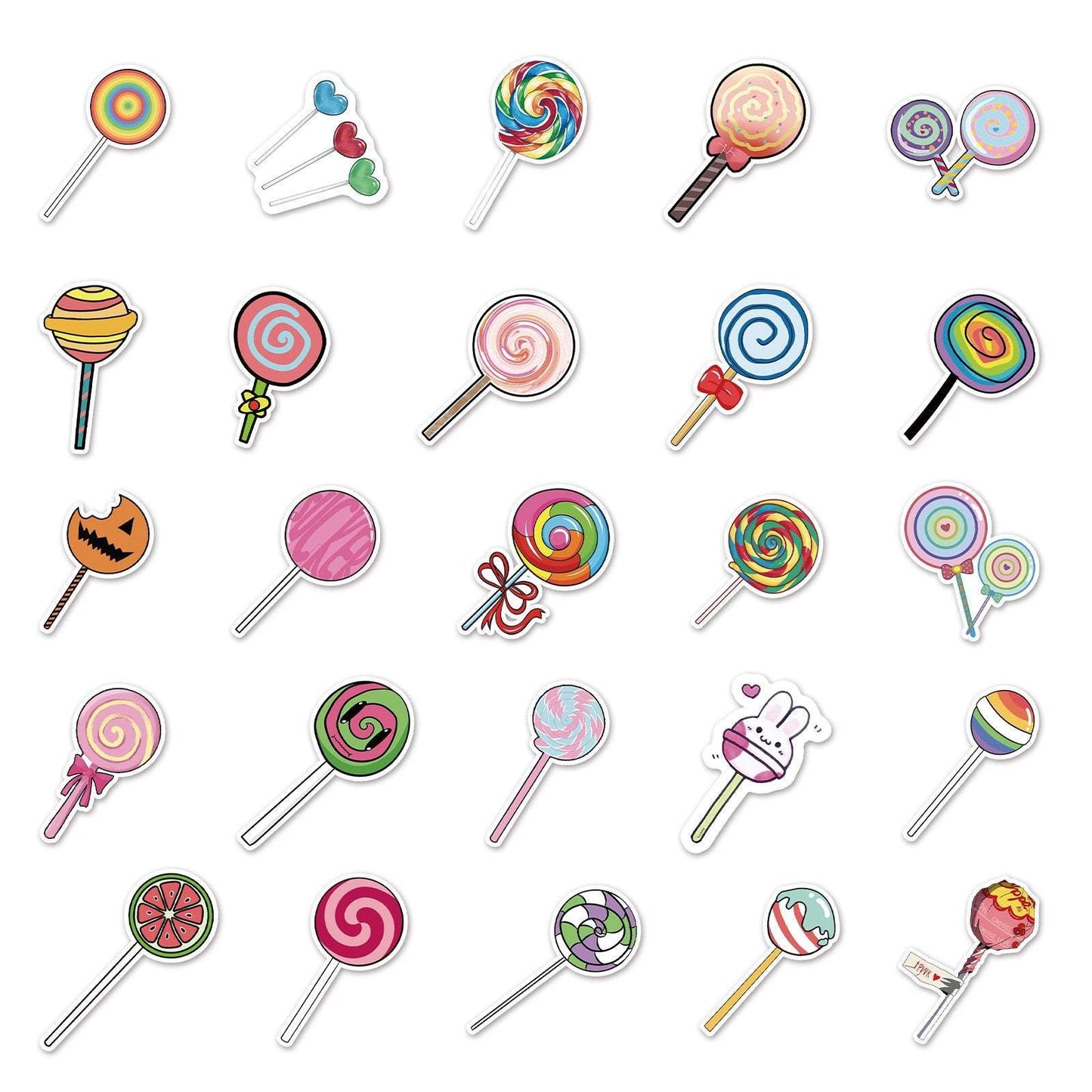 50pcs Non-repeating Card Lollipop Series Stickers