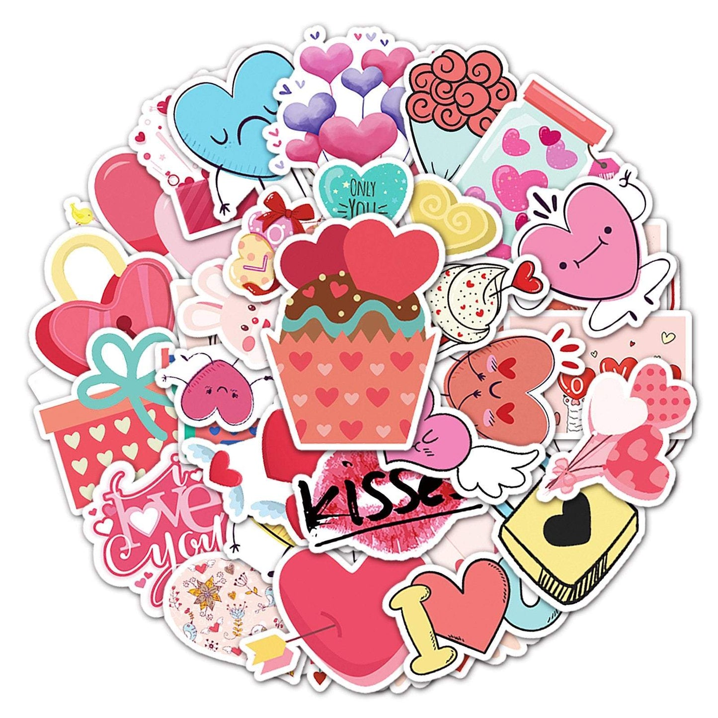 50pcs Valentine's Day Heart Stickers