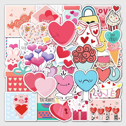 50pcs Valentine's Day Heart Stickers