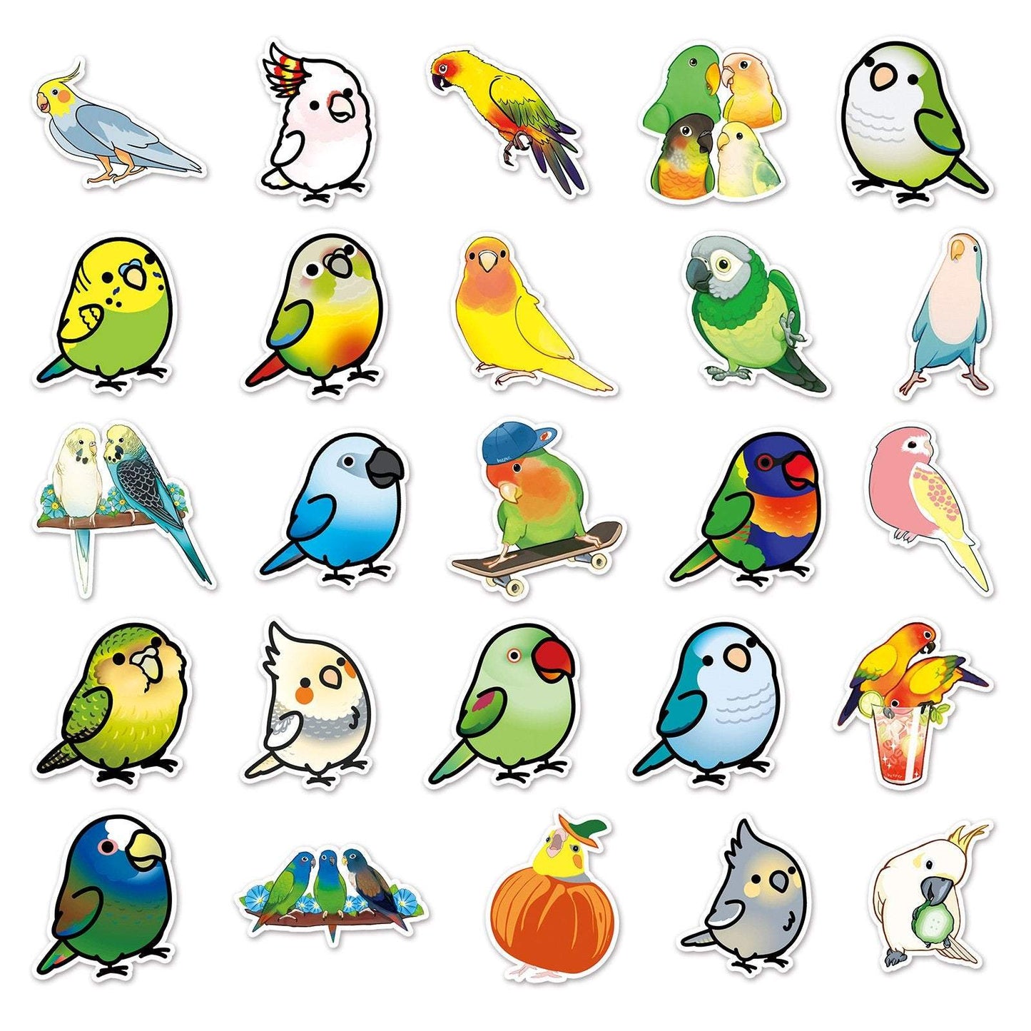 50pcs Non-repeating Parrot Waterproof Graffiti Stickers