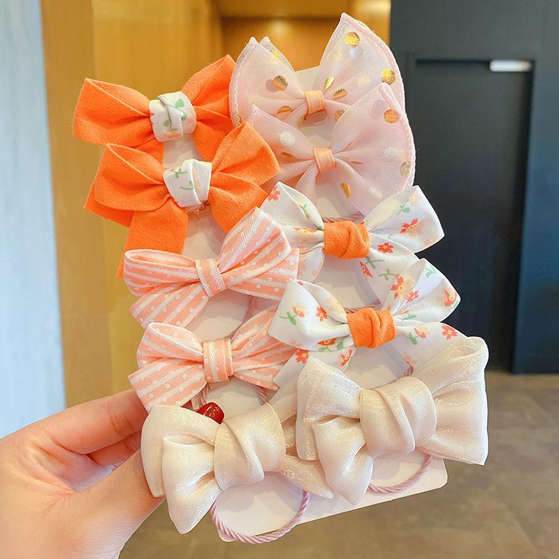 10pcs/set Bow Hair Tie Girl's Cute Rubber Band