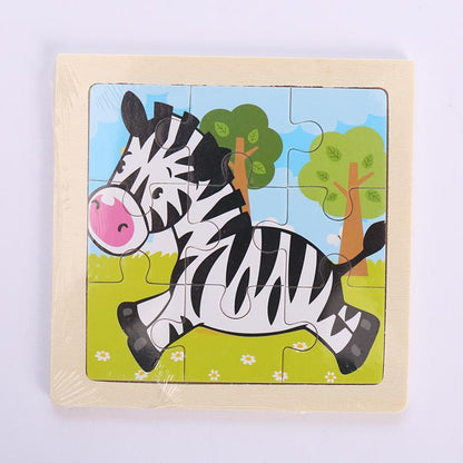 Wooden Children Cartoon Early Education Puzzle Toy