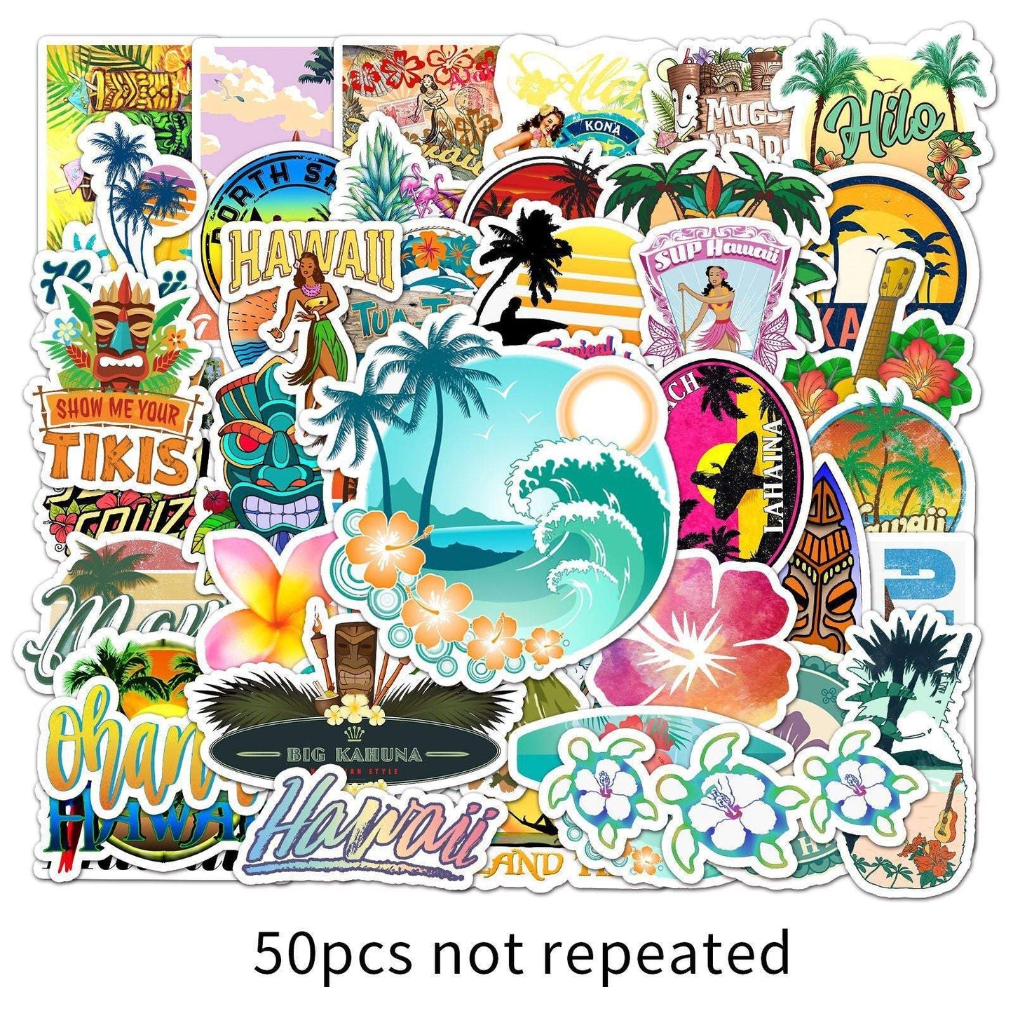 50pcs/bag Hawaiian Landscape Waterproof Graffiti Stickers