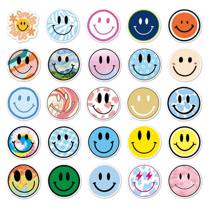 50pcs/set Non-repeating Colored Smiley Face Stickers