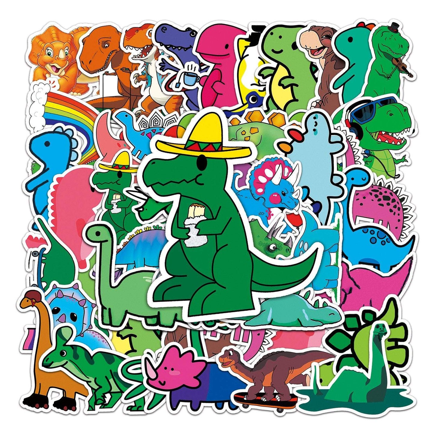 50 Cute Little Dinosaur Stickers Not Repeated