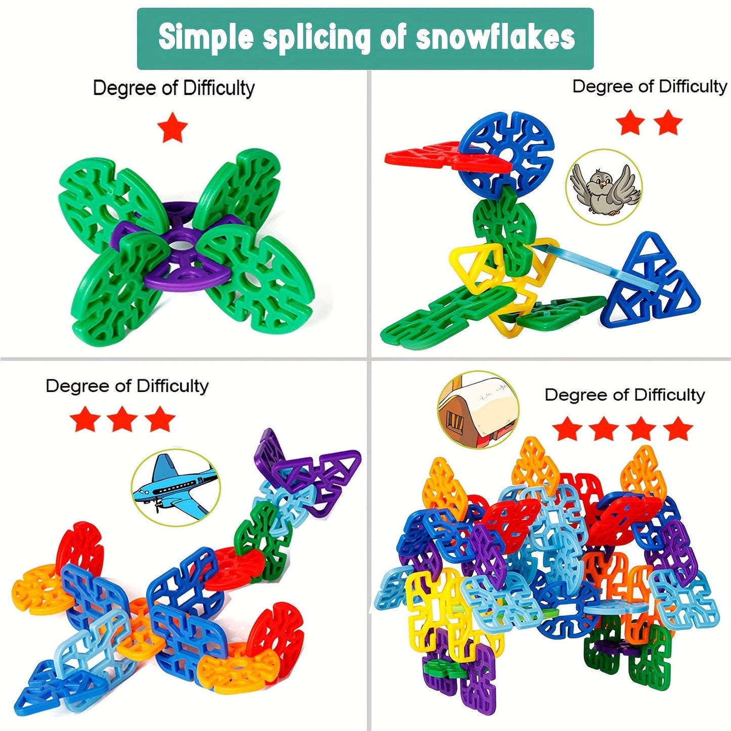 98pcs Snowflakes Building Blocks Fun DIY Assembly Puzzle