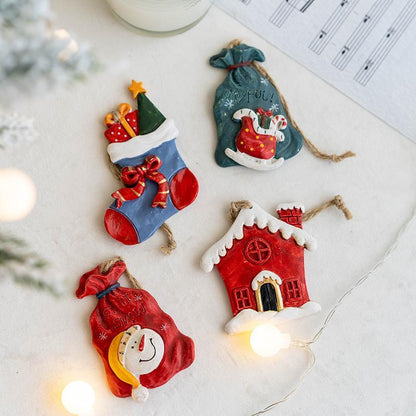 Christmas Resin Decorations Sock Gift Bag House Snowman Pendant