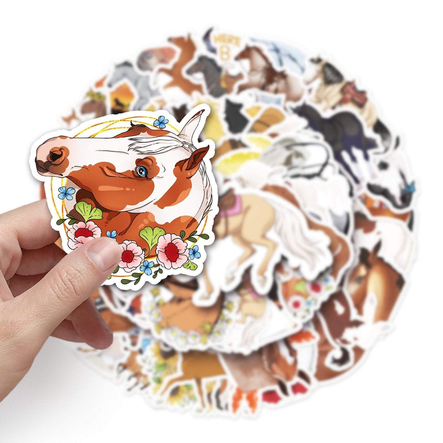 50pcs Non-repeating Horse Graffiti Stickers