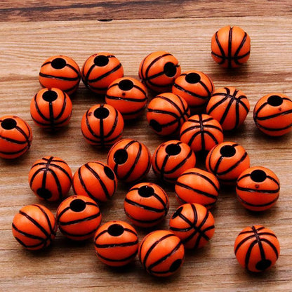 10 Pcs DIY Handmade Large Hole Beads,Basketball Football