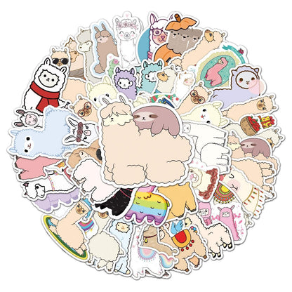 50Pcs Cartoon Alpaca Stickers