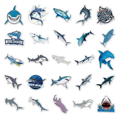 50pcs/set Shark Graffiti Adhesive Waterproof Stickers