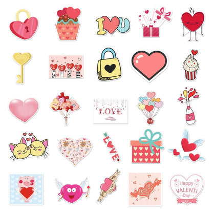 50pcs Valentine's Day Heart Stickers