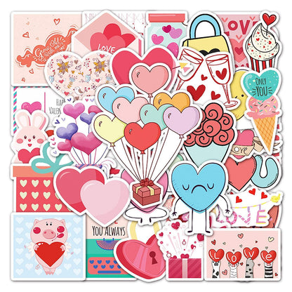 50pcs Valentine's Day Heart Stickers