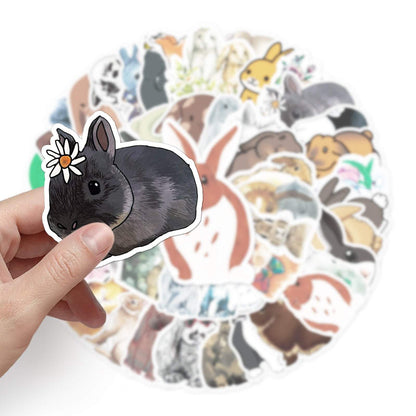 50pcs/bag Non-repeating Rabbit Graffiti Waterproof Stickers