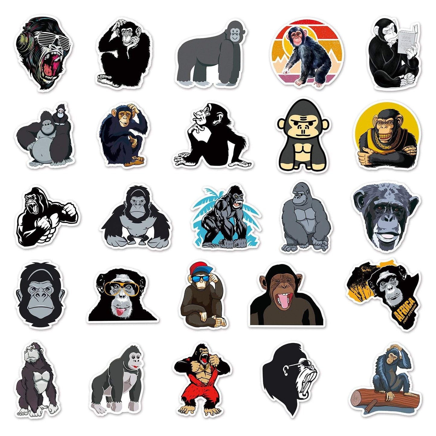 50 Non-repeating Orangutan Waterproof Graffiti Stickers