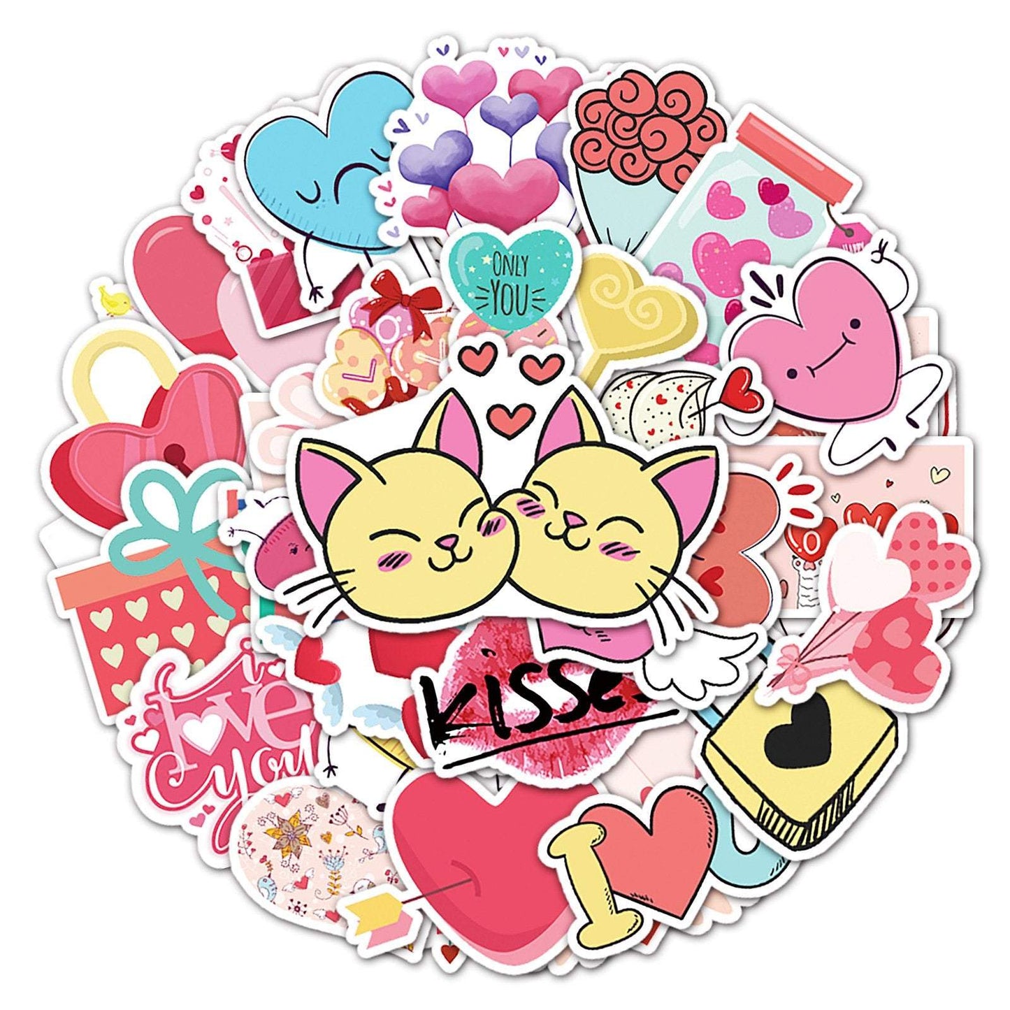 50pcs Valentine's Day Heart Stickers