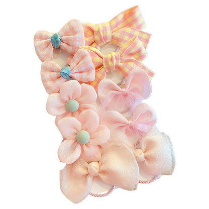 10pcs/set Bow Hair Tie Girl's Cute Rubber Band