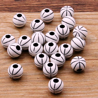 10 Pcs DIY Handmade Large Hole Beads,Basketball Football