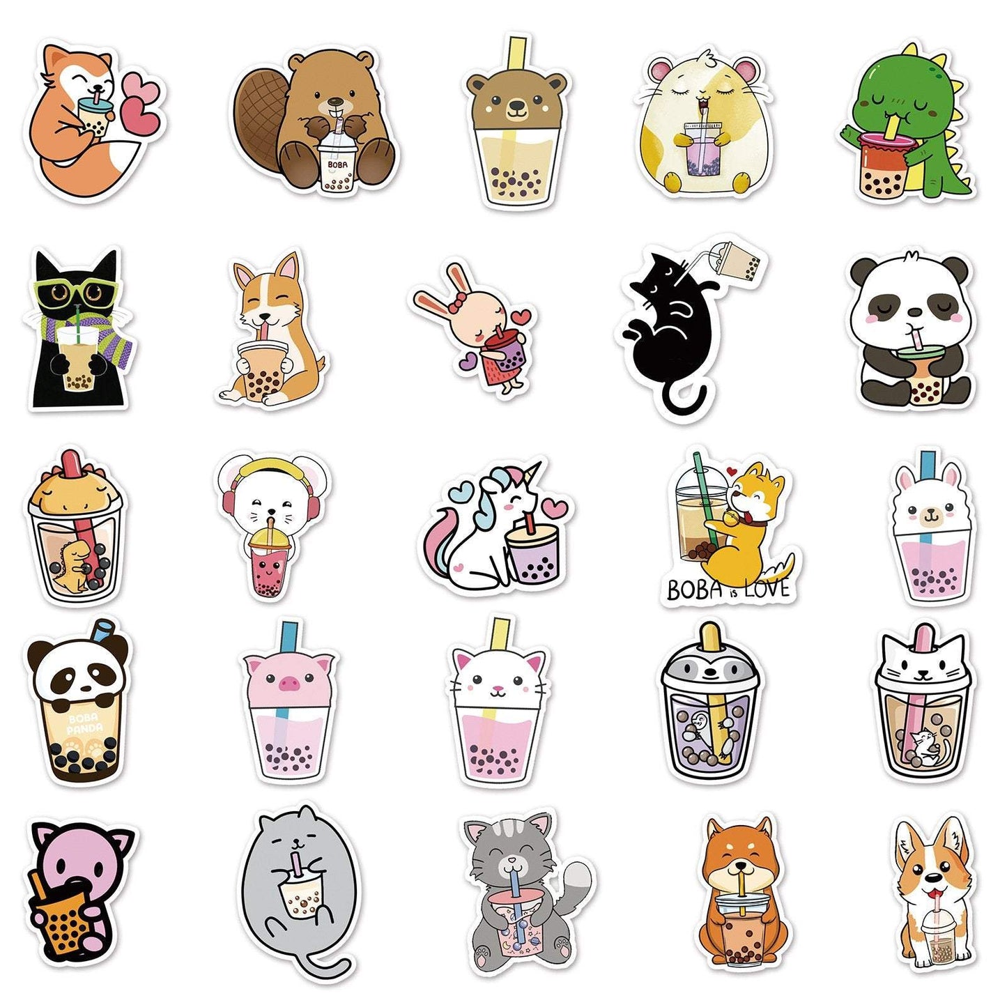 50pcs Cute Personalized Pet Milk Tea Creative Stickers