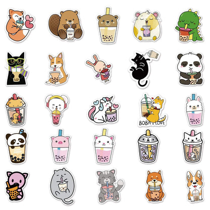 50pcs Cute Personalized Pet Milk Tea Creative Stickers