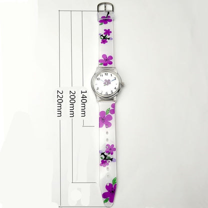 Analog Girl's Watch with Purple Hibiscus