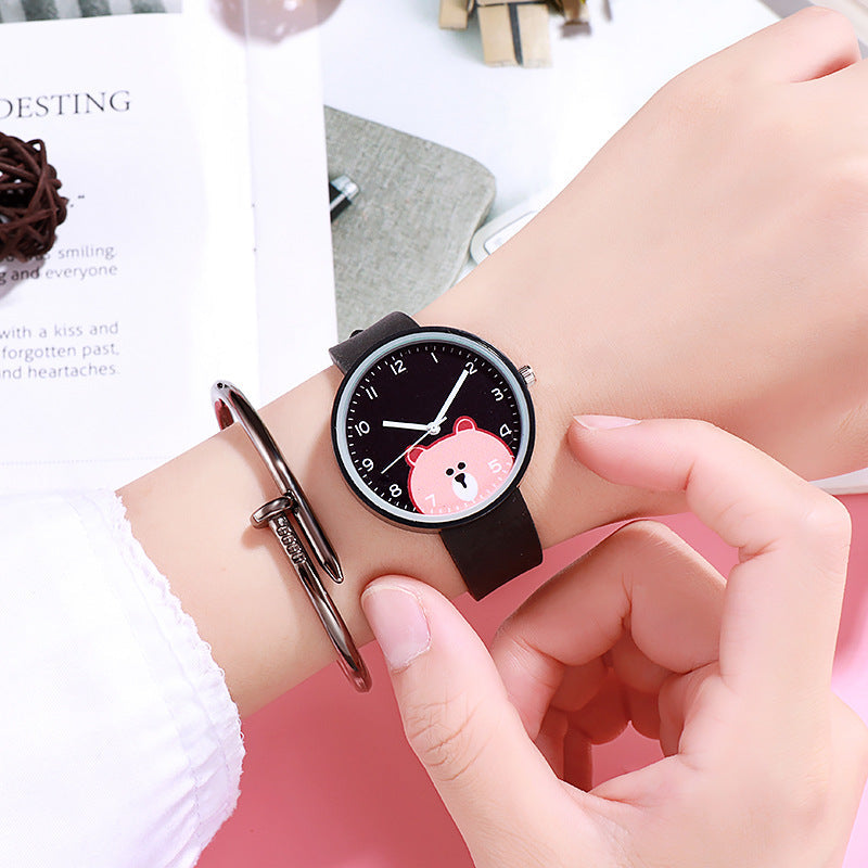 Analog Girl's Watch With Shy Bear Dial