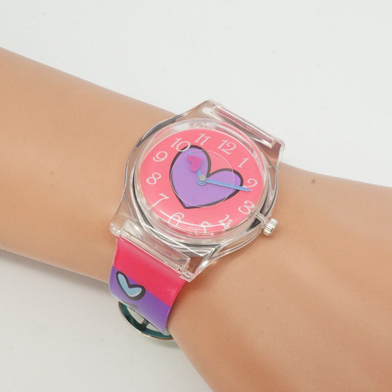 Analog Girl's Watch With Purple Heart Dial