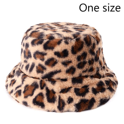 Winter Cow Leopard Faux Fur Fluffy Bucket Hats