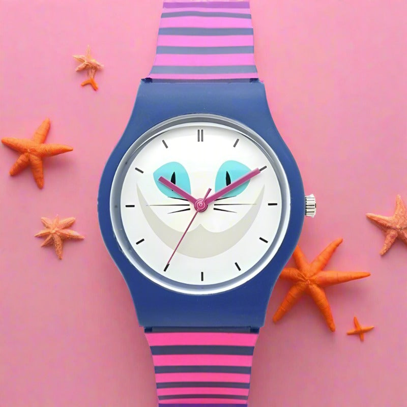 Analog Girl's Watch With Stealth Cat Dial