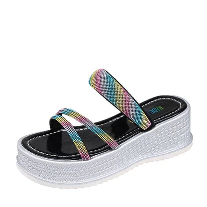 Women Rainbow Sparkle Wedges