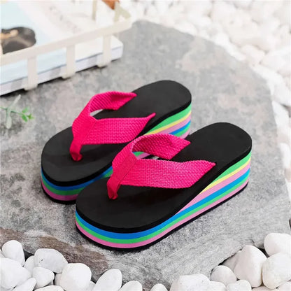 Women Rainbow Thick Soled Sandals