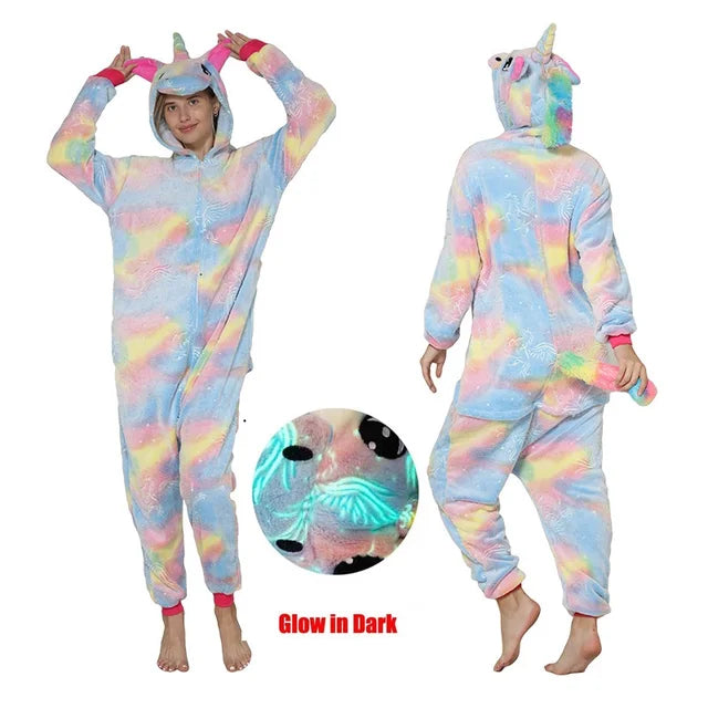 Adult Unicorn Onesie Glow in Dark pajamas and costumes