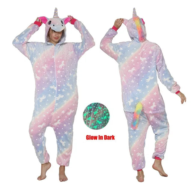 Adult Unicorn Onesie Glow in Dark pajamas and costumes